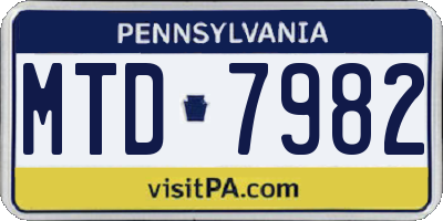 PA license plate MTD7982