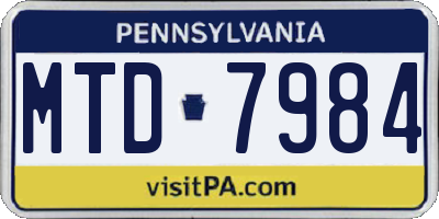 PA license plate MTD7984