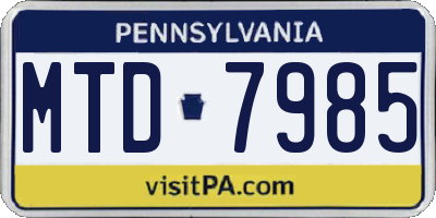 PA license plate MTD7985