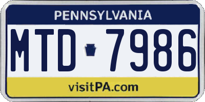 PA license plate MTD7986