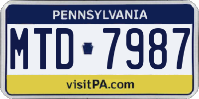 PA license plate MTD7987