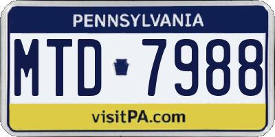 PA license plate MTD7988