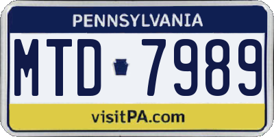 PA license plate MTD7989