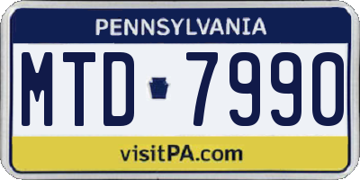 PA license plate MTD7990