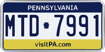 PA license plate MTD7991