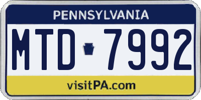 PA license plate MTD7992