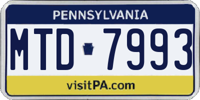 PA license plate MTD7993