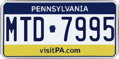 PA license plate MTD7995