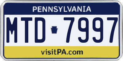 PA license plate MTD7997