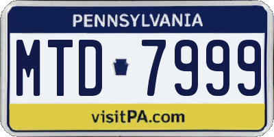 PA license plate MTD7999