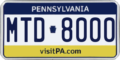 PA license plate MTD8000