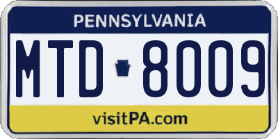 PA license plate MTD8009