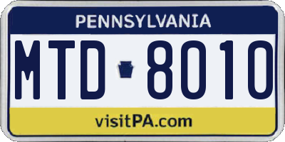 PA license plate MTD8010