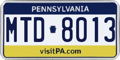 PA license plate MTD8013