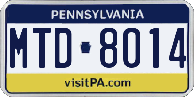 PA license plate MTD8014