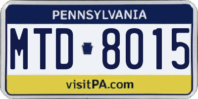 PA license plate MTD8015