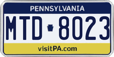 PA license plate MTD8023
