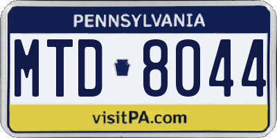 PA license plate MTD8044