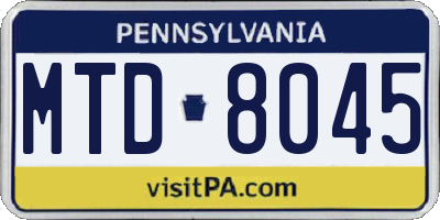 PA license plate MTD8045
