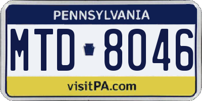 PA license plate MTD8046