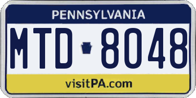 PA license plate MTD8048
