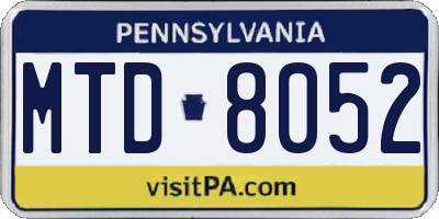 PA license plate MTD8052
