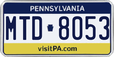 PA license plate MTD8053