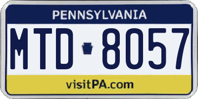 PA license plate MTD8057
