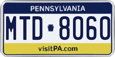 PA license plate MTD8060