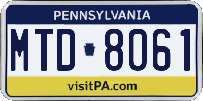 PA license plate MTD8061