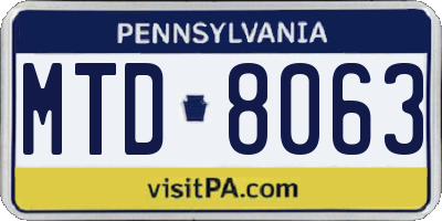 PA license plate MTD8063