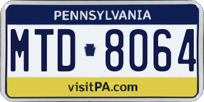 PA license plate MTD8064