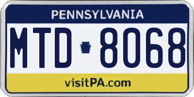 PA license plate MTD8068