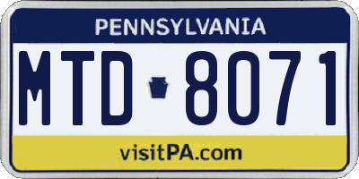 PA license plate MTD8071