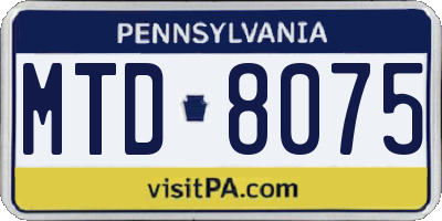 PA license plate MTD8075
