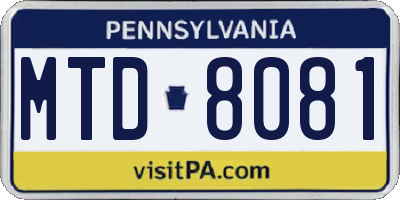 PA license plate MTD8081