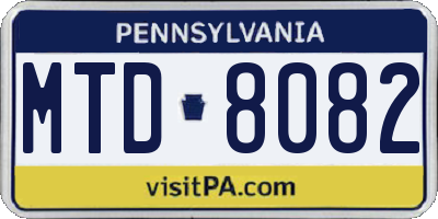 PA license plate MTD8082