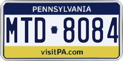 PA license plate MTD8084