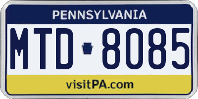 PA license plate MTD8085
