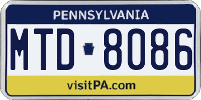 PA license plate MTD8086