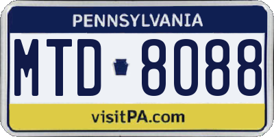 PA license plate MTD8088