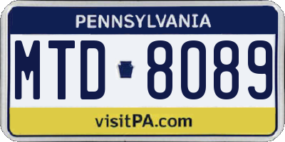 PA license plate MTD8089