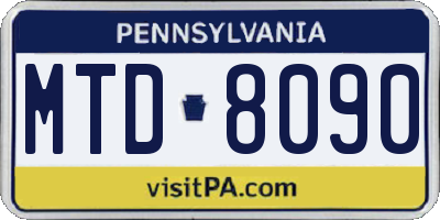 PA license plate MTD8090