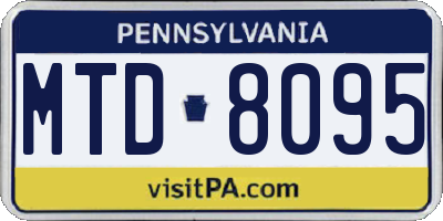PA license plate MTD8095