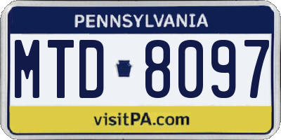 PA license plate MTD8097
