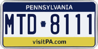 PA license plate MTD8111