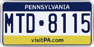 PA license plate MTD8115