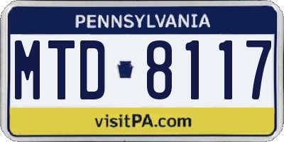 PA license plate MTD8117