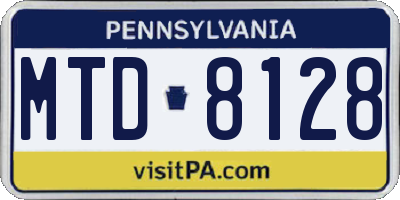 PA license plate MTD8128