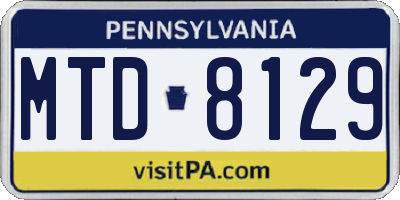 PA license plate MTD8129